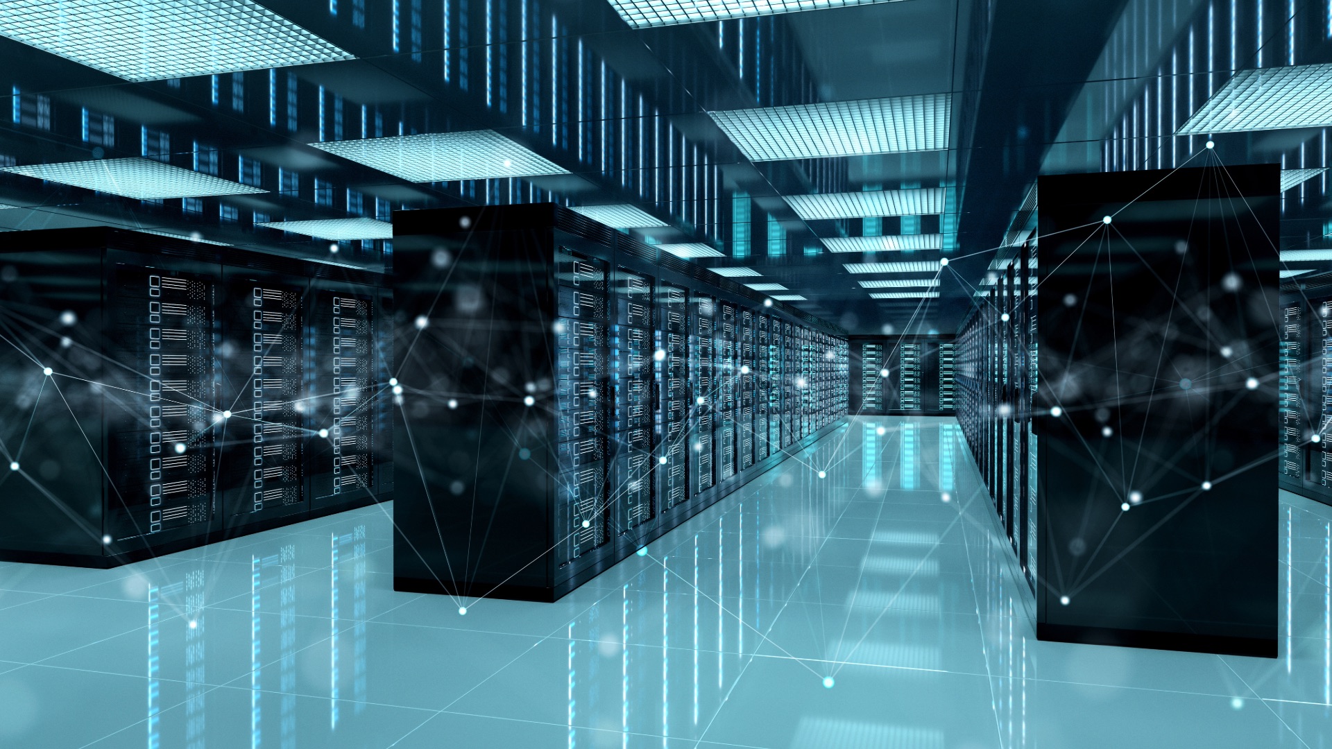 Data Center room full of server racks