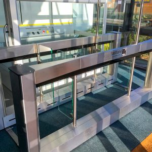Smarter Security- Fastlane Interlock-2 Fastlane interlock dual-barrier turnstile from Smarter Security